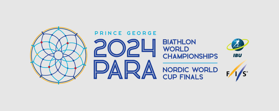 Blue and yellow logo that reads: 2024 Para Biathlon World Championships Nordic World Cup Finals Blue and yellow logo that reads: 2024 Para Biathlon World Championships Nordic World Cup Finals